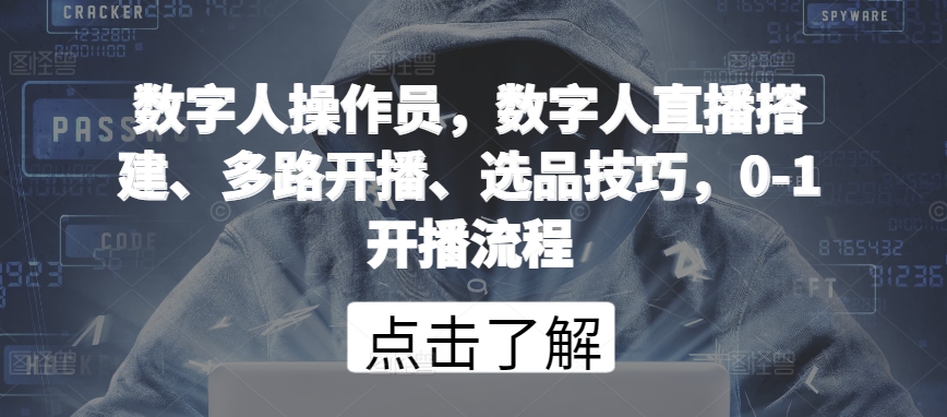 数字人操作员，数字人直播搭建、多路开播、选品技巧，0-1开播流程